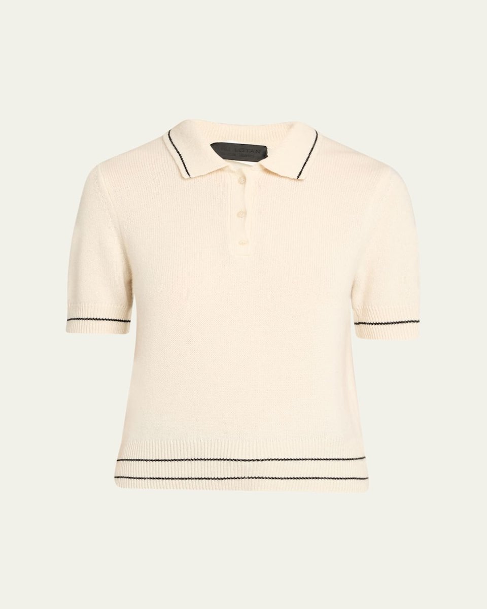 Carline Short-Sleeve Cashmere Polo Sweater